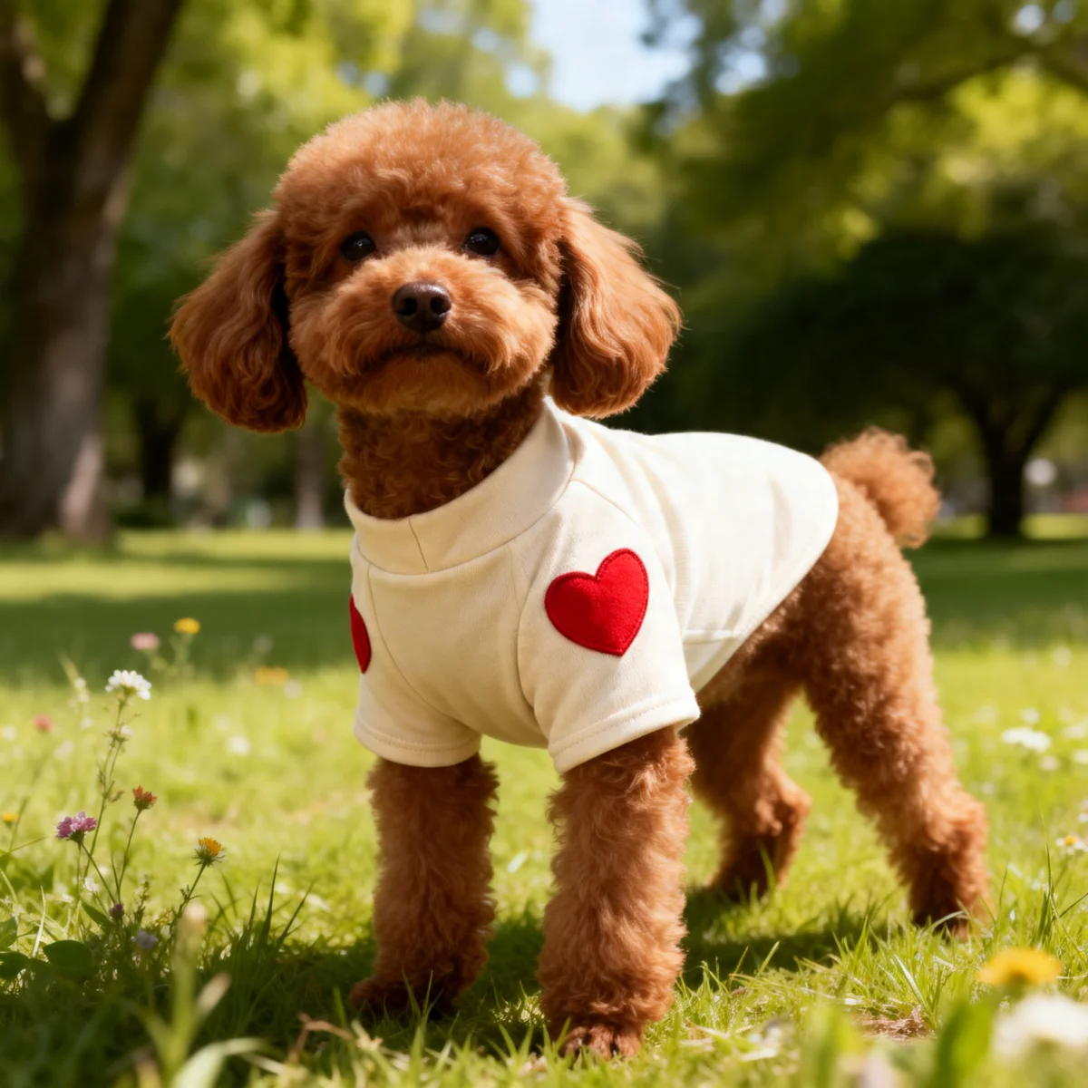 1 Stück Haustierkleidung, Liebespullover für Hunde und Katzen, für Teddy, Welpen, mittelgroße Hunde, Teddy-Herz-Sweatshirt, Welpen-Outdoorkleidung – Detail 7
