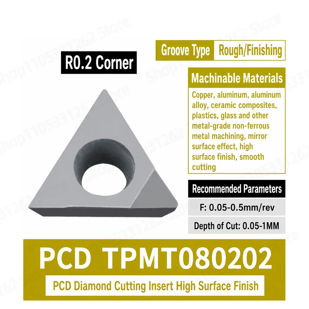 PCD TPMT TPGH Diamond Insert R0.2-0.8 CNC Lathe Tool for Aluminum Mirror Finish