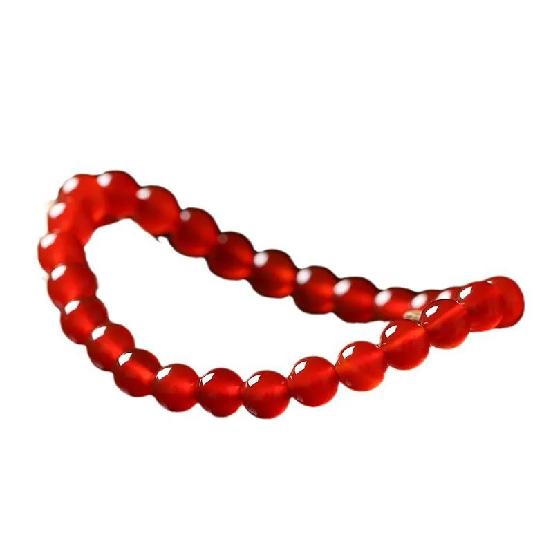 

Natural Red Agate Bracelet with Peach Blossom Fortune Pendant Sweet Delicate Chinese Style Bracelet Gifts