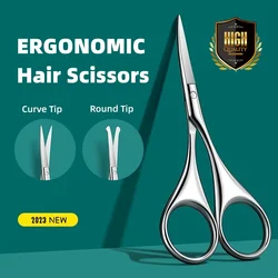 Safety Nose Hair Scissors Rounded Tip Small Scissors for Eyebrow Nose Hair Beard Ear Hair Stainless Steel for Men & Women