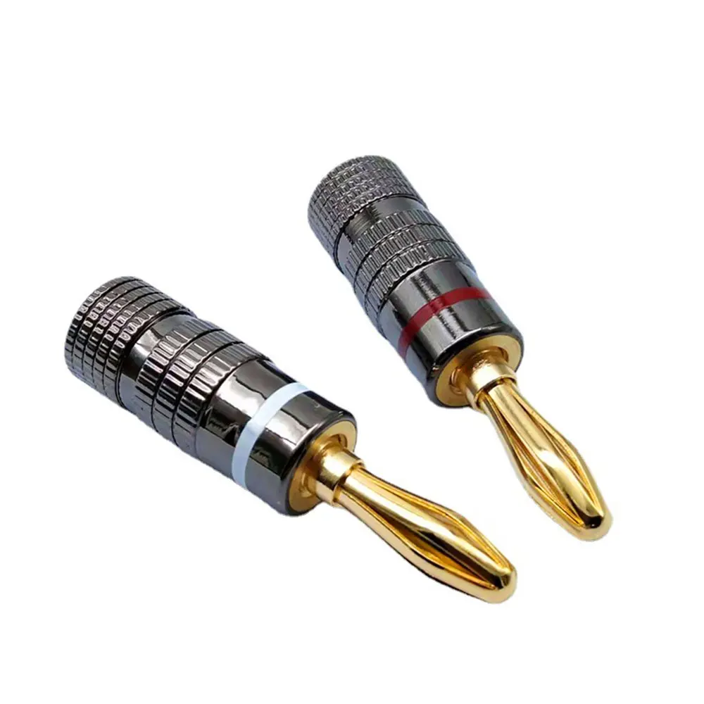 4mm Banana Plugs Male Connector High Quality 24K Gold Plated Hifi Audio Speaker Banana Connectors for Speakers and Amplifiers