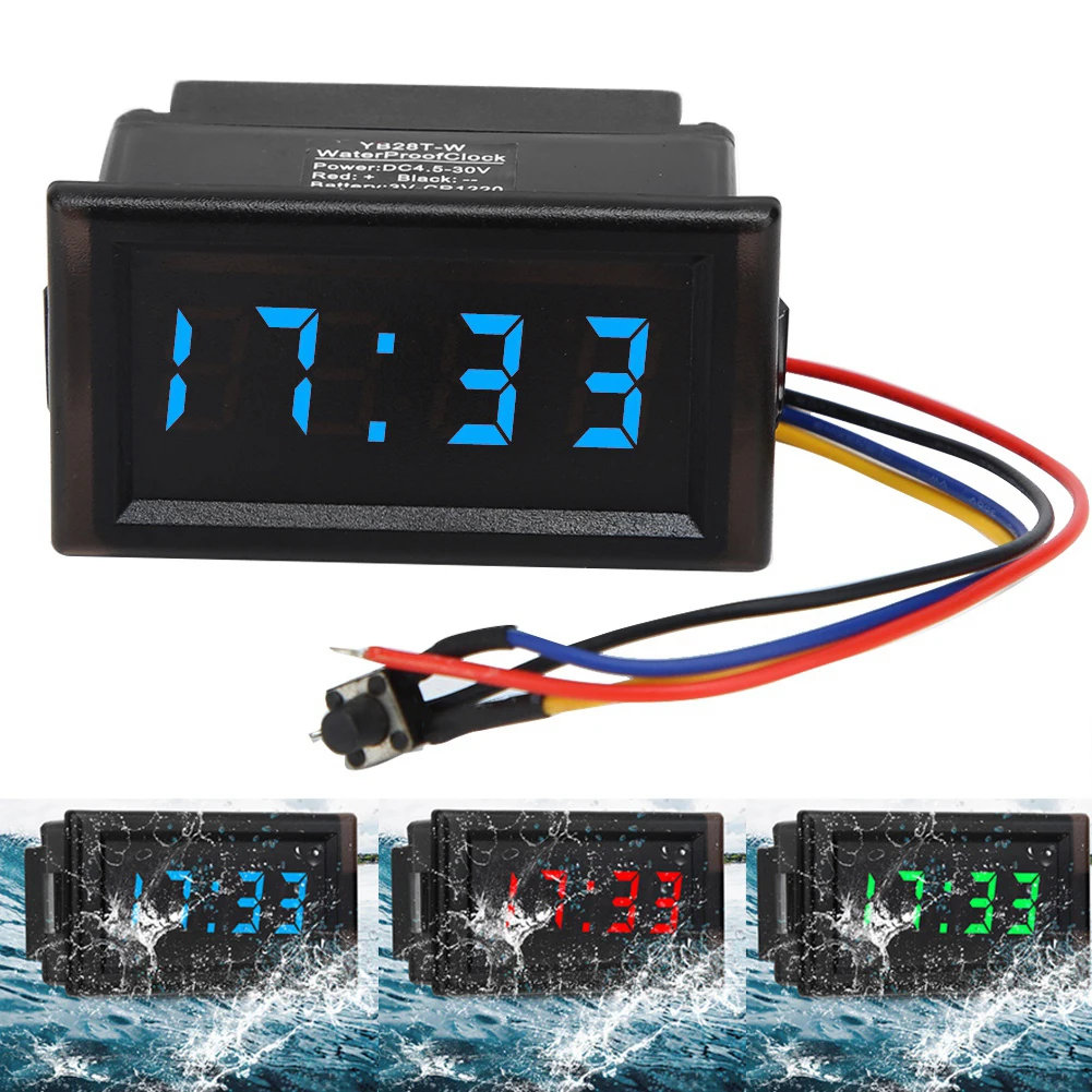 Car Digital Clock LED Digital Display Clock Clock DC4.5-30V Waterproof Dustproof Car Auto Electronic Clock LED Digital Display