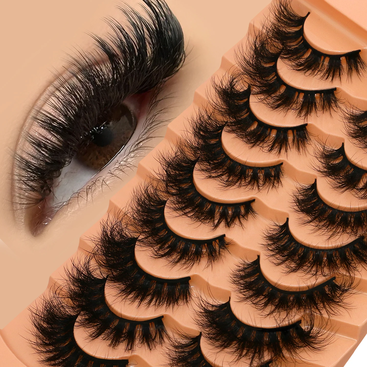 Lasvirey Puszyste Rzęsy Grube Rzęsy Kocie Oko Mieszane Style Rzęsy D Curl Miękkie, Delikatne Rzęsy 8D Objętościowe Sztuczne Rzęsy do Makijażu