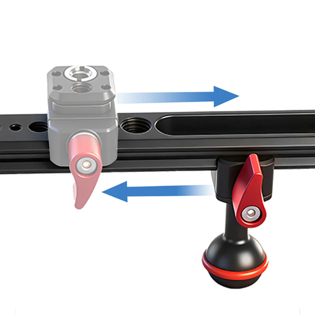 BGNing NATO-Schienenverlängerung mit Käseplatte, einfache Erweiterungsstange mit 1/4 & 3/8 Arri-Positionierungslöchern, 20mm Kugelkopf für DSLR-Kamerakäfig – Detail 18