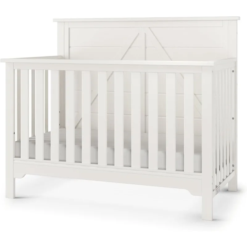 4-in-1 Convertible Crib, Baby Crib Converts to Day Bed, Toddler Bed and Full Size Bed, 3 Adjustable Mattress Positions