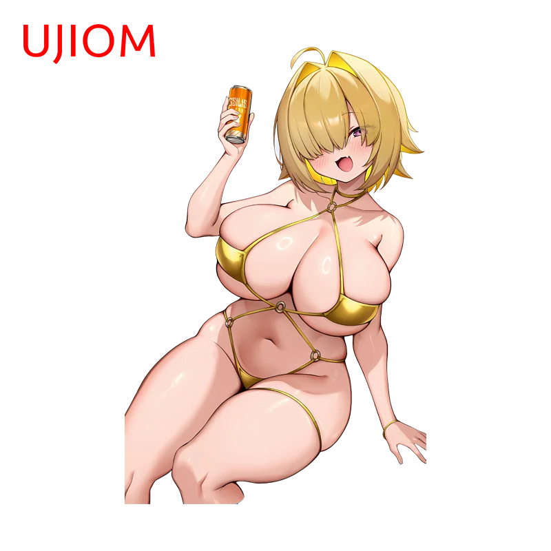 UJIOM Hot Sexy Big Chest Elegg Wall Sticker Popular Eye Catching Sitting Posture Decal Suitable For Kitchen Cupboard Decor