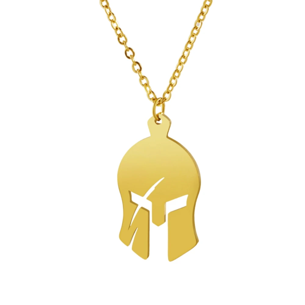 Stainless Steel Helmet Sparta Sliver Color And Gold Plated Fashion Trend Pendant Necklace Jewelry Gift For Women