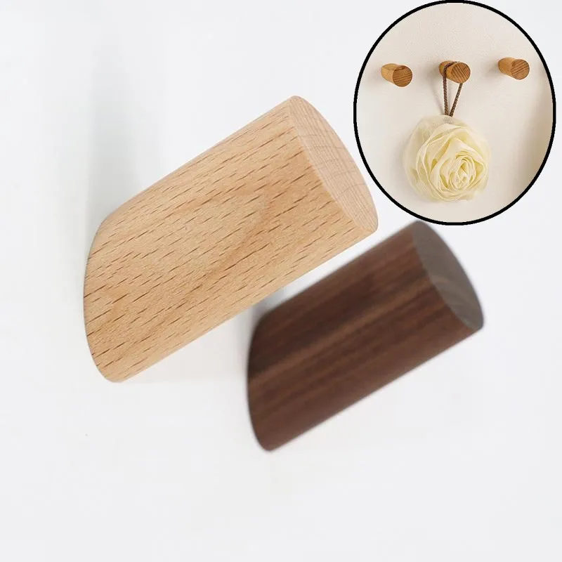 

1pc Wall Hanger Wood Hook Beech Holder Bathroom Key Coat Rack Door Decorative Hook Bathrooms Accessories Gadgets Organization