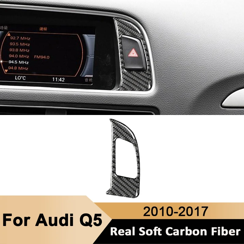

For Audi Q5 2010-2017 Carbon Fiber Car Warning Light Button Trim Frame Decorative Sticker Auto Interior Accessories