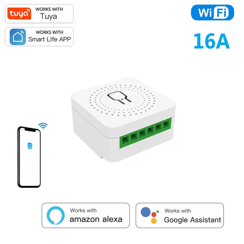 Tuya Mini Smart Switch WiFi Remote Control via App Voice Control Multi-User Sharing for Smart Homes