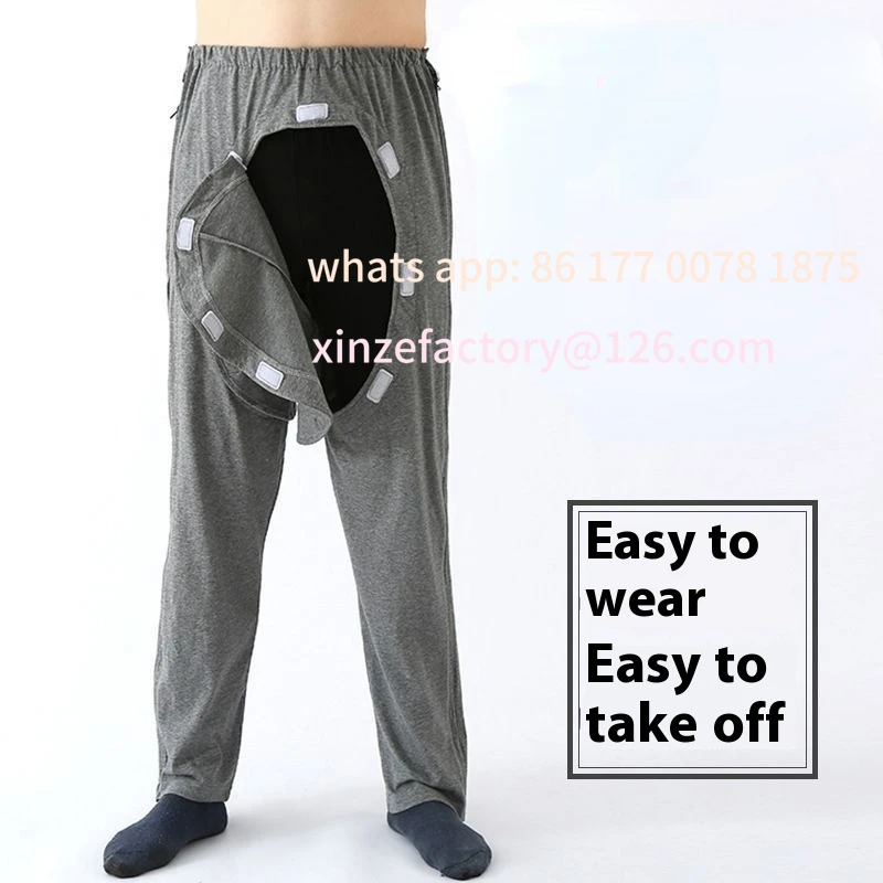 Customizable Sticky Bed-Ridden Paralyzed Elderly Cold-Proof Anti-Embarrassing Open-Crotch Pants Adult Incontine