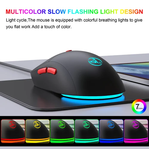 Imagen 2 del producto Ratón inalámbrico USB recargable de 2,4G, ajustable, 3600dpi, 7 colores RGB, cómodos para el hogar, oficina, ordenador portátil y Gamer