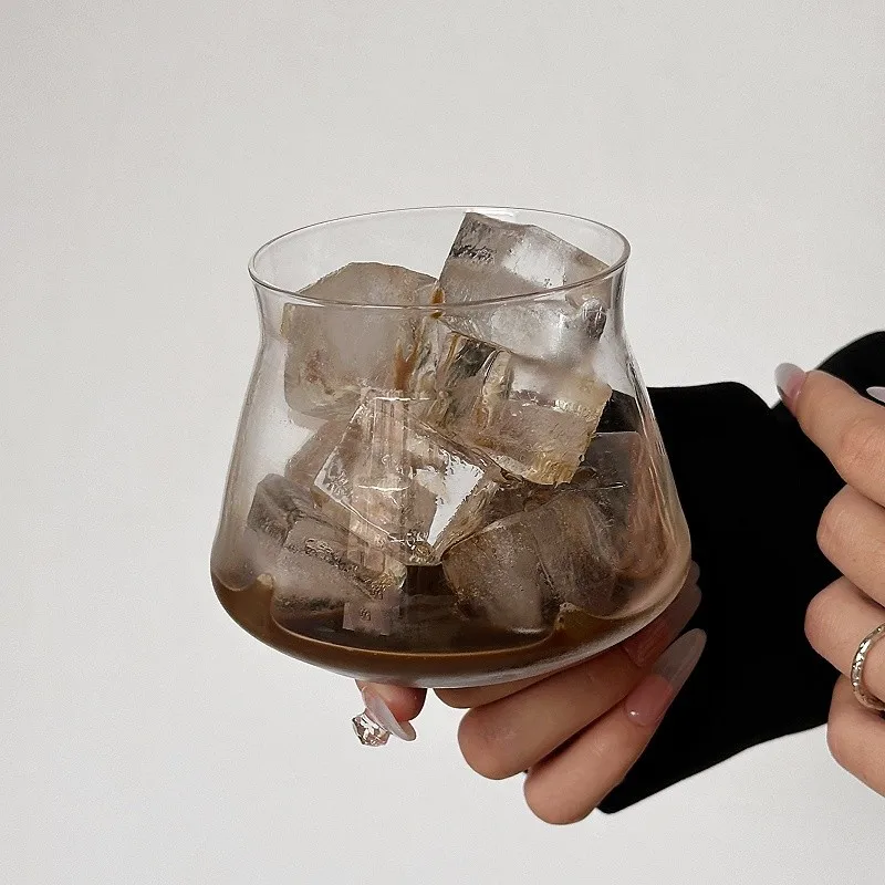 

Vintage Coffee Shop Clear Glass Cup Latte Cup with Flared Rim Cold Brew Iced Americano Drinkware