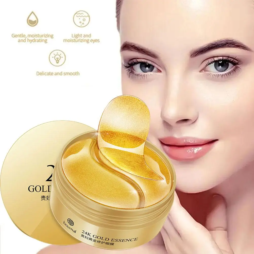 Korean Skincare Produto 24K Gold Eye Mask, Hidratação Eye Patches, Essência de Algas Marinhas, Desvanecer-se Linhas Finas, Apto para Círculos Escuros