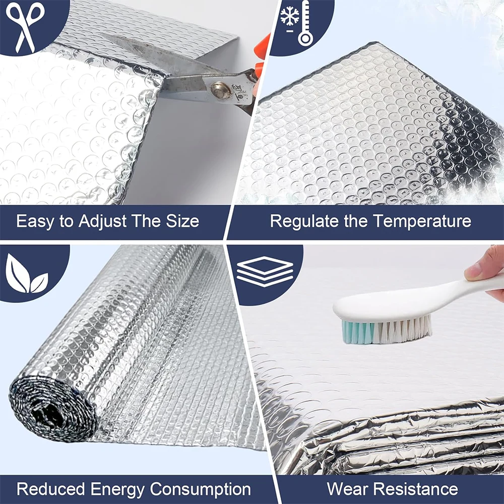 1X3M Double Reflective Bubble Foil Insulation Foam Aluminum Foil Thermal Insulation Radiant Barrier for Window Garage Door Roof