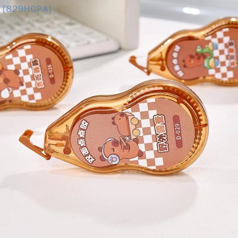 2Pcs Cartoon Capybara Press-On Dot Kleber Roller Klebeband Große Kapazität doppelseitiges Klebeband Abgabe Stift hand Konto Band