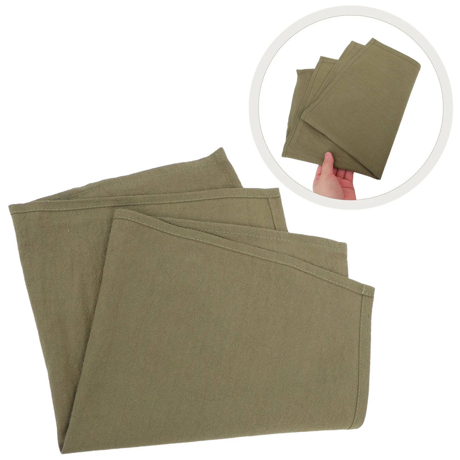

12Pcs Cotton Dinner Napkins Soft Washable Reusable 40cm Natural Olive Green Table Napkins for Weddings Parties Restaurants Home