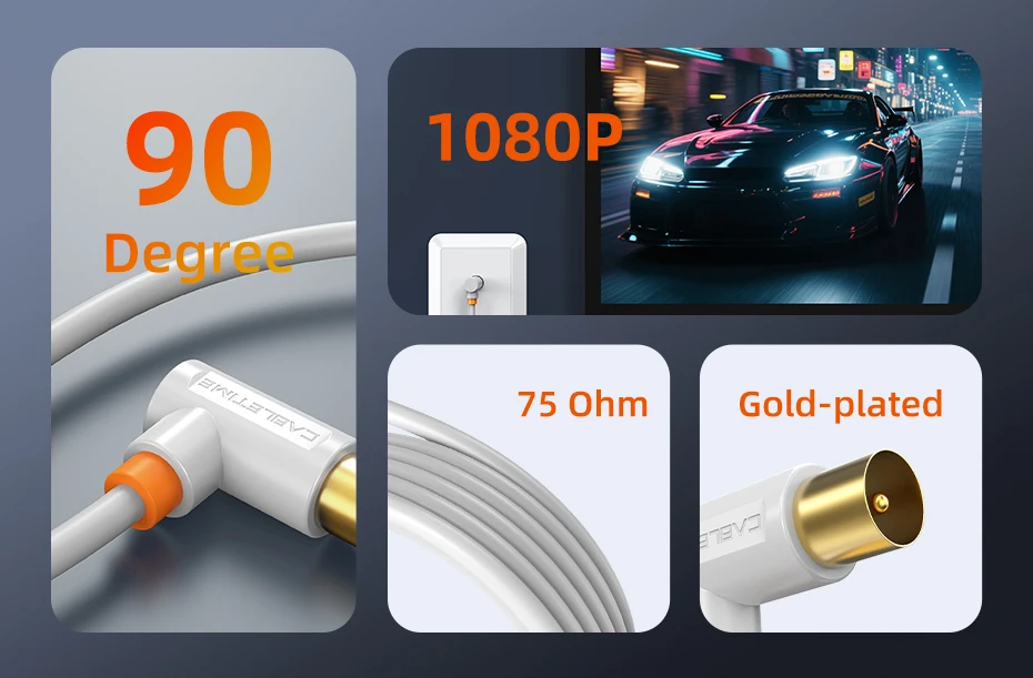 CABLETIME TV-Kabel 90 GradTV-Leitung Satellitenantenne Hochwertiges Kabel 1080P M/M 3C2V-Kabel für HD-Antenne TV STB Video Line – Detail 2