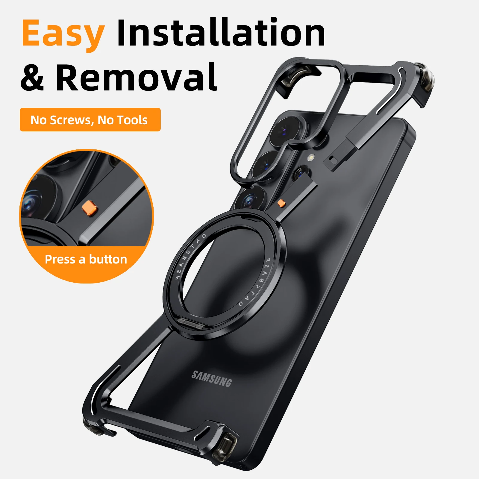 

Чехол Oatsbasf Z для Samsung Galaxy S26 Ультратонкий чехол для телефона с 360° ° Вращающаяся подставка Магнитный противоударный чехол Безрамный бампер