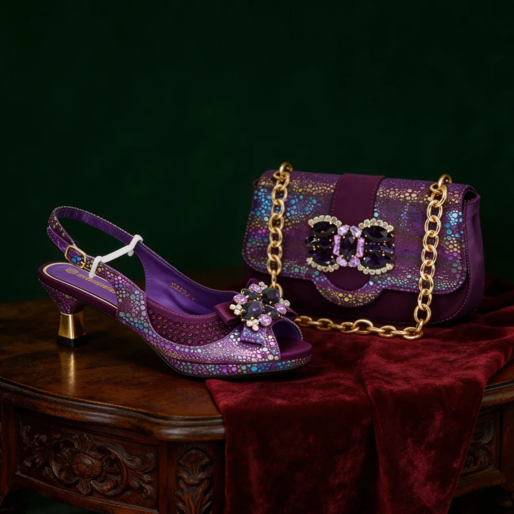 Italian Designer Wedding Pumps with Matching Bag Set