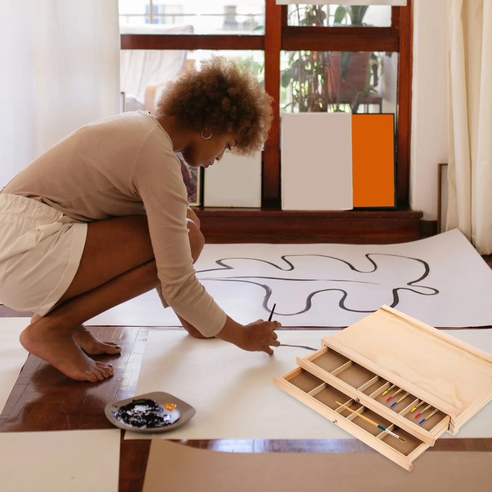 

Премиальный деревянный органайзер для ручек, кистей и карандашей, настольный органайзер для рисунков, маркеров и кистей