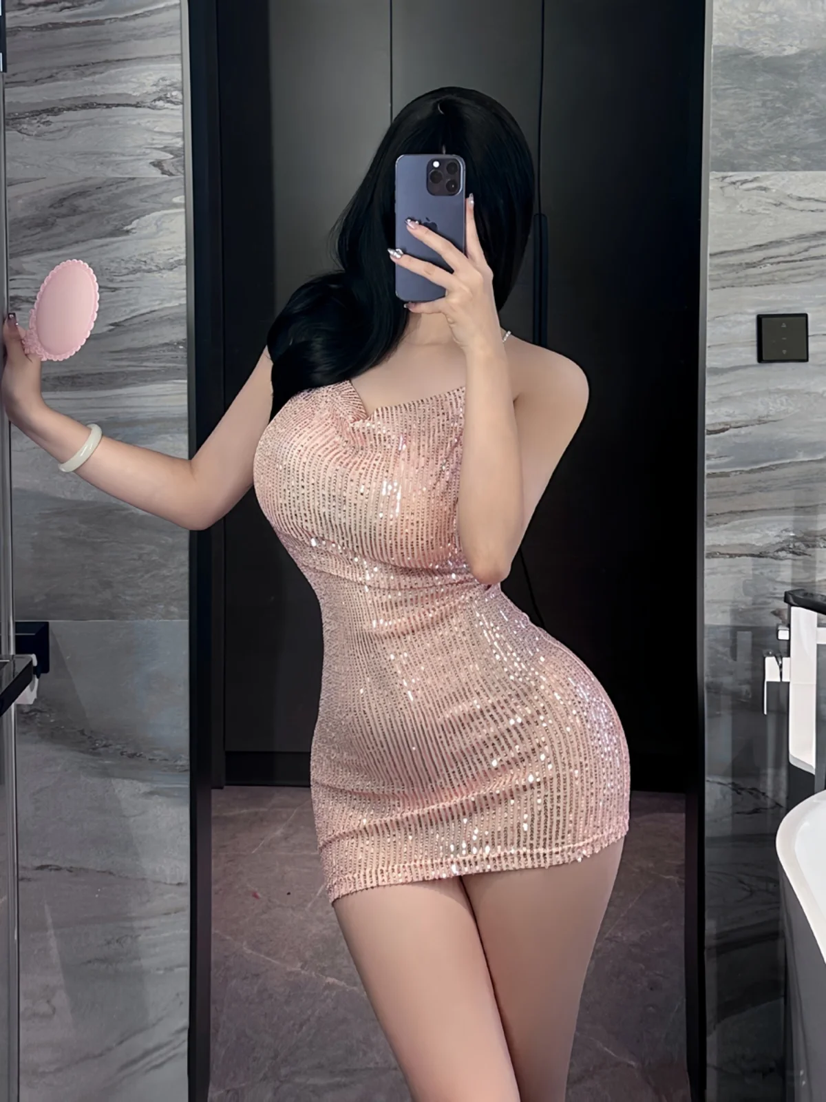 

Sexy Tight Nightclub Dr Glittering High Waist Svel Bodycon Bal Deep V Strapl ort Skirt for Young Women