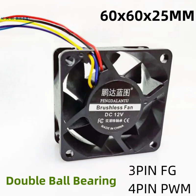 Nowe dwa łożyska kulkowe 6025 60MM 60*60*25MM DC5V 12V 24V wentylator do obudowy komputera wentylator chłodzący CPU 3PIN 4PIN PWM