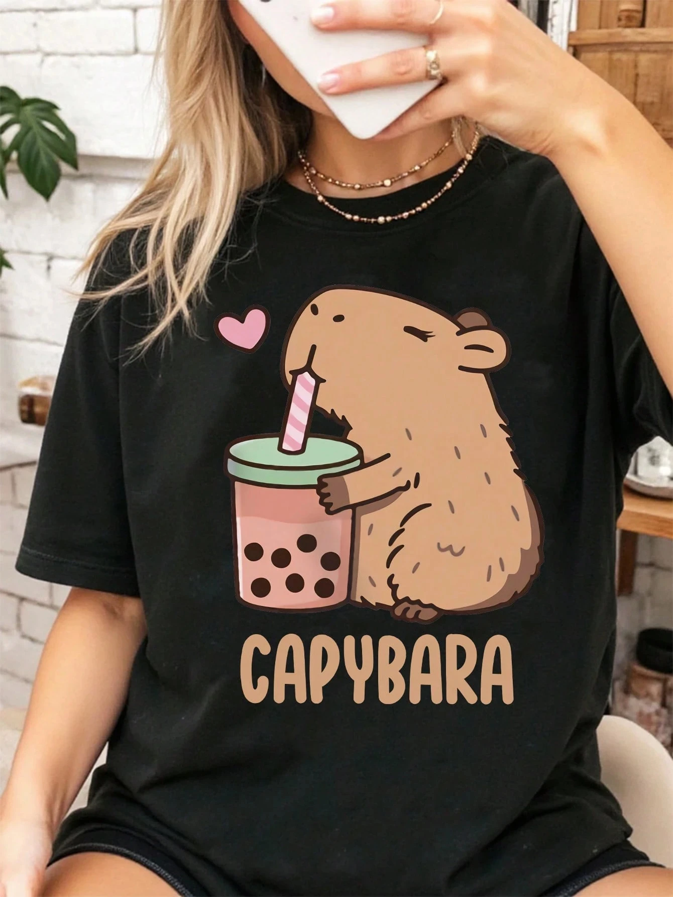 

Women's Casual Fashion Creative T-shirt with Printed Short Sleeves Suitable for Comfortable Daily Wear and Machine Washable
