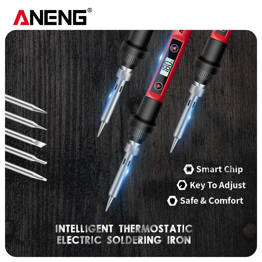 ANENG SL102 60W Digital Electric Soldering Iron kit Adjustable Temperature welding Tools Stand fer a souder solder tip solda