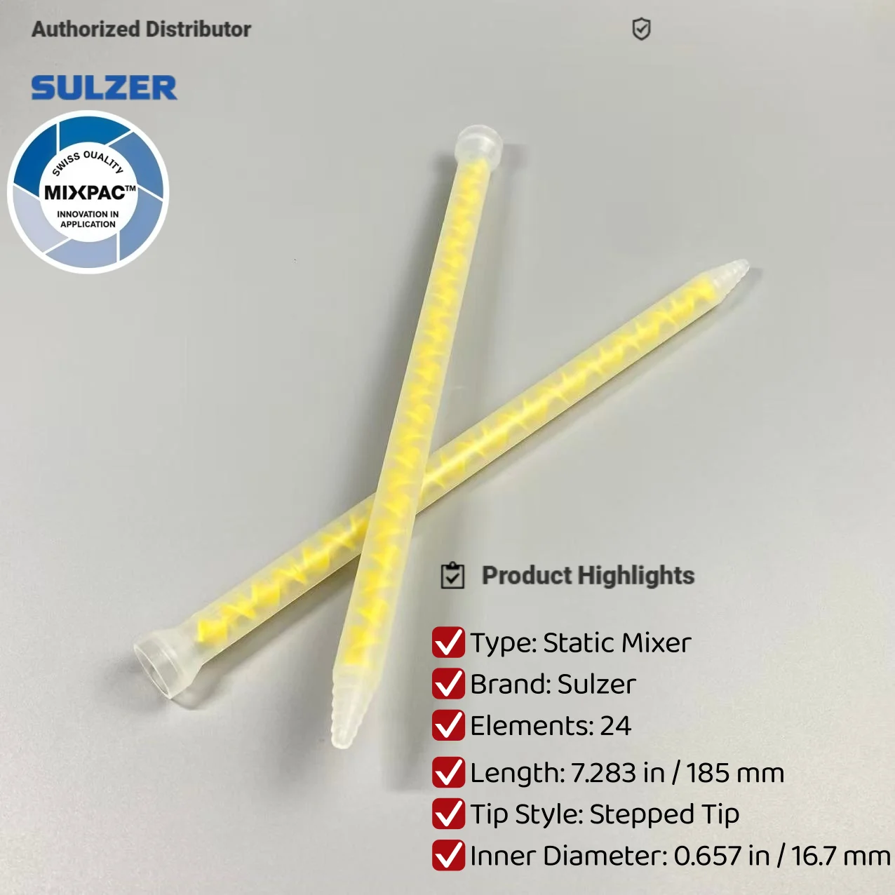 

Смесительная головка SULZER MIXPAC MS 06-24T для двухкомпонентного клея, статический смеситель, насадка для смешивания клея AB, 100 шт.