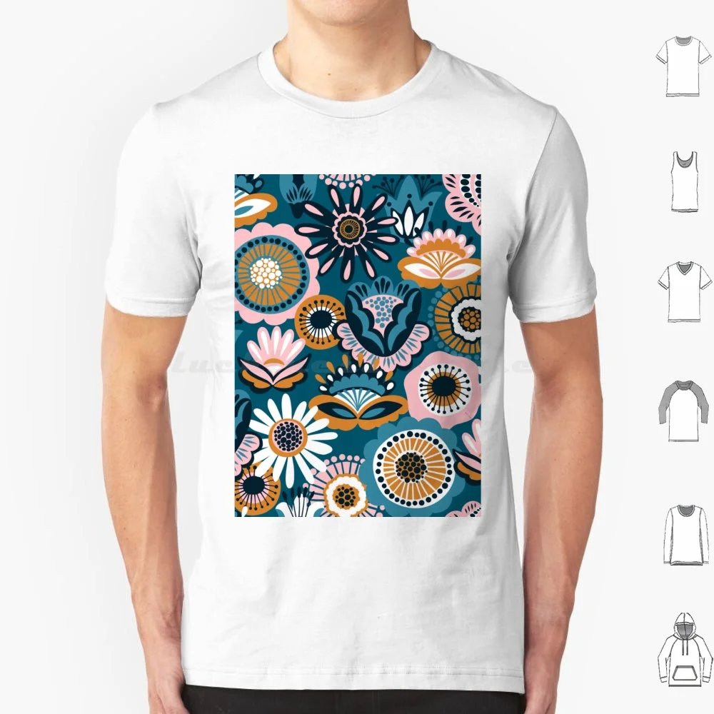 Seamless Pattern Modern T Shirt 6xl Cotton Cool Tee Gouache Floral Floral Pattern Flowers Flower Nature Boho Bohemian Beach