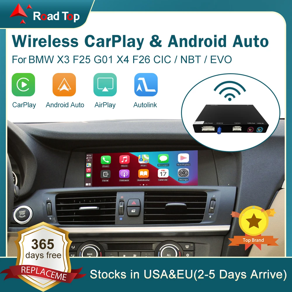 Wireless CarPlay for BMW CIC,NBT,EVO System X3 F25 G01 X4 F26 2011-2020, with Android Auto Mirror Link AirPlay CarPlay Function