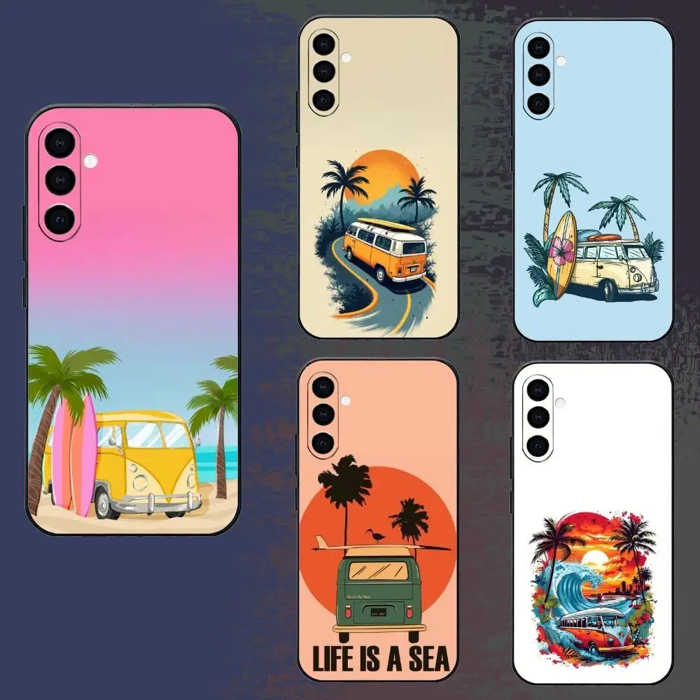 

Combi Van Surf Phone Case For Samsung Galaxy A73,A72,A71,A70,A52,A51 Others Soft Black Cover