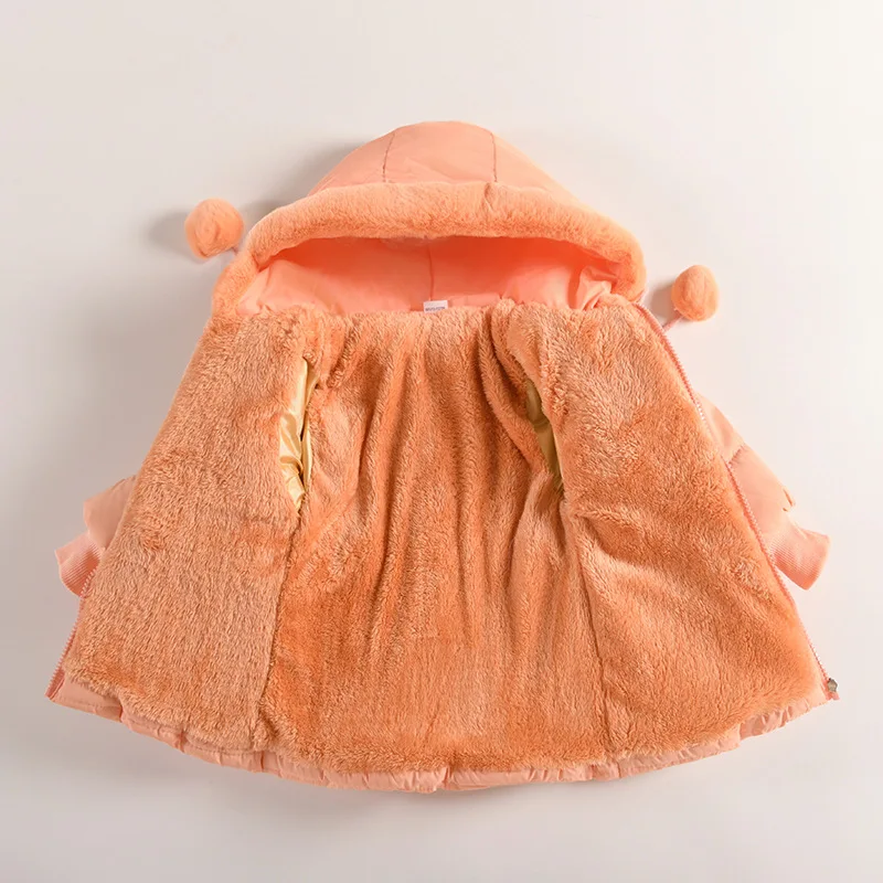 Kinder-Baumwollmantel, dicker Mädchenmantel, Winterkleidung für Mädchen, warme Baumwolljacke mit Kapuze und Cartoon-Motiv für süße Mädchen