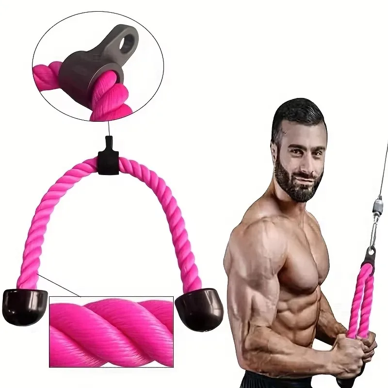 Multi Purpose Tricep Rope Cable Attachment Non-Slip Pull Down Rope Fitness Gym Accessory for Tricep Extension & Arm Workout