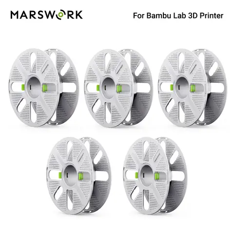 MarsWork Reusable Spool 4pcs Quick-Swap Fit Refill Filament for Bambu Lab 3D Printers Save Resources