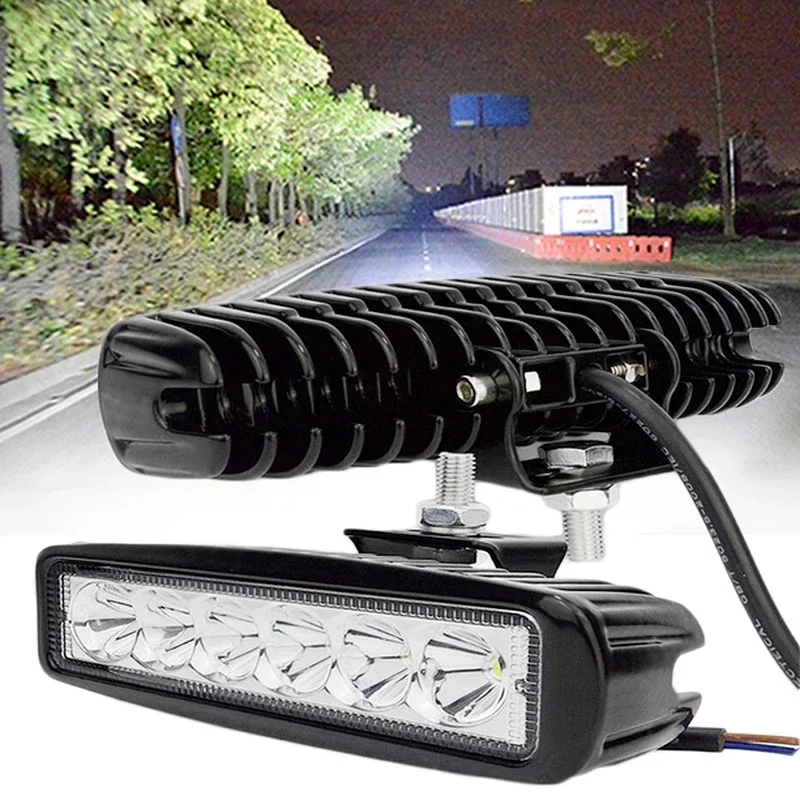 1/2 セット 18W 6-LED オフロードライトバー – 12V 6000K IP67 防水作業灯 ATV/UTV/オートバイ/SUV/トラック用 (ドライビングライト)