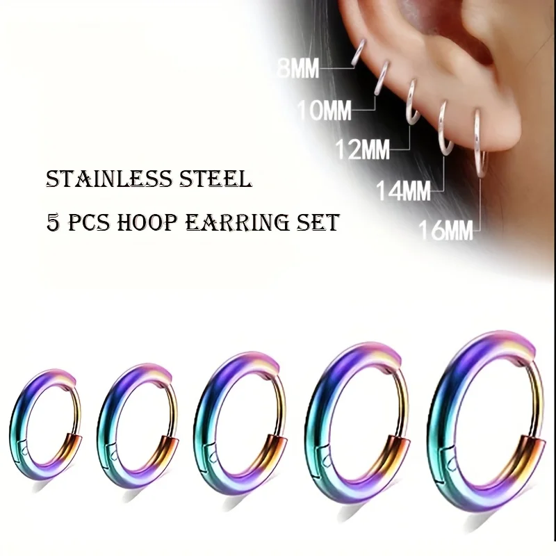 Men's Simple Stainless Steel Hoop Earrings