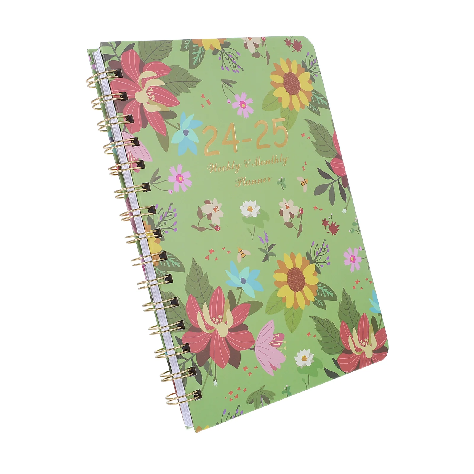 2024 -2025 Notebook Floral Spiral The Label Stickers Appointment Vertical Weekly Planner Monthly Time Management