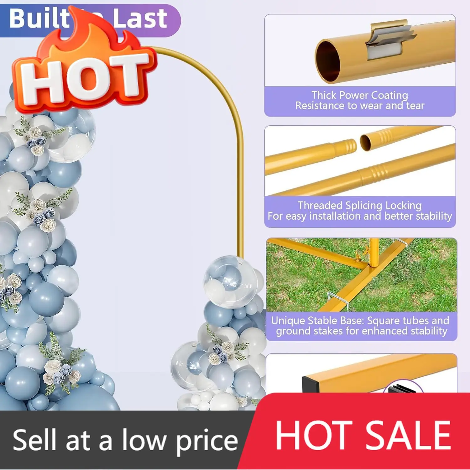 

Металлическая арка-стойка для фона 7.2 фута, белая, для свадеб, дней рождения, детских праздников, выпускных, для использования в помещении и на улице