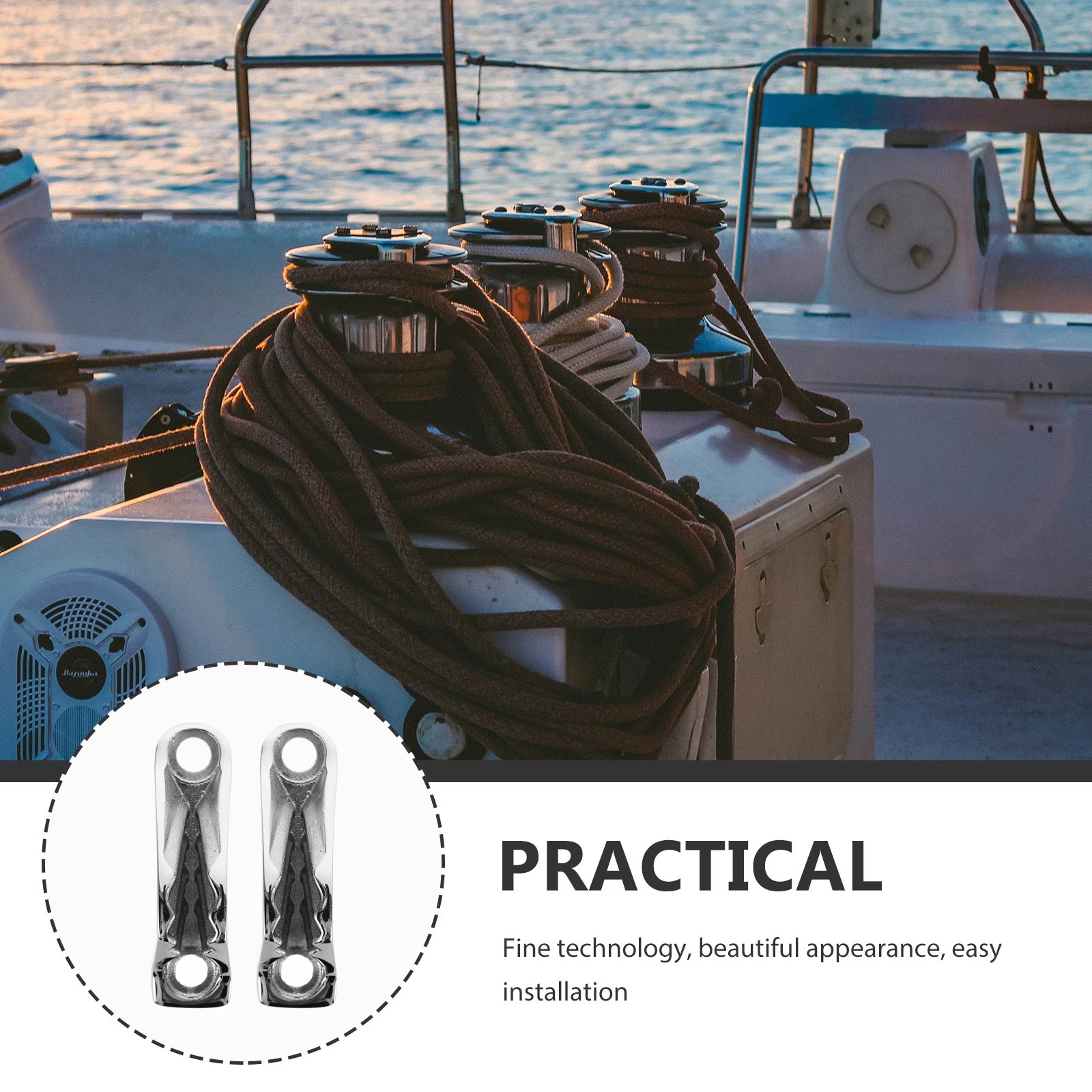 2 szt. Wytrzymałe klamry ze stali nierdzewnej do lin łodzi, zacisk do lin, akcesoria do żeglarstwa i kajaków, klamry morskie typu róg