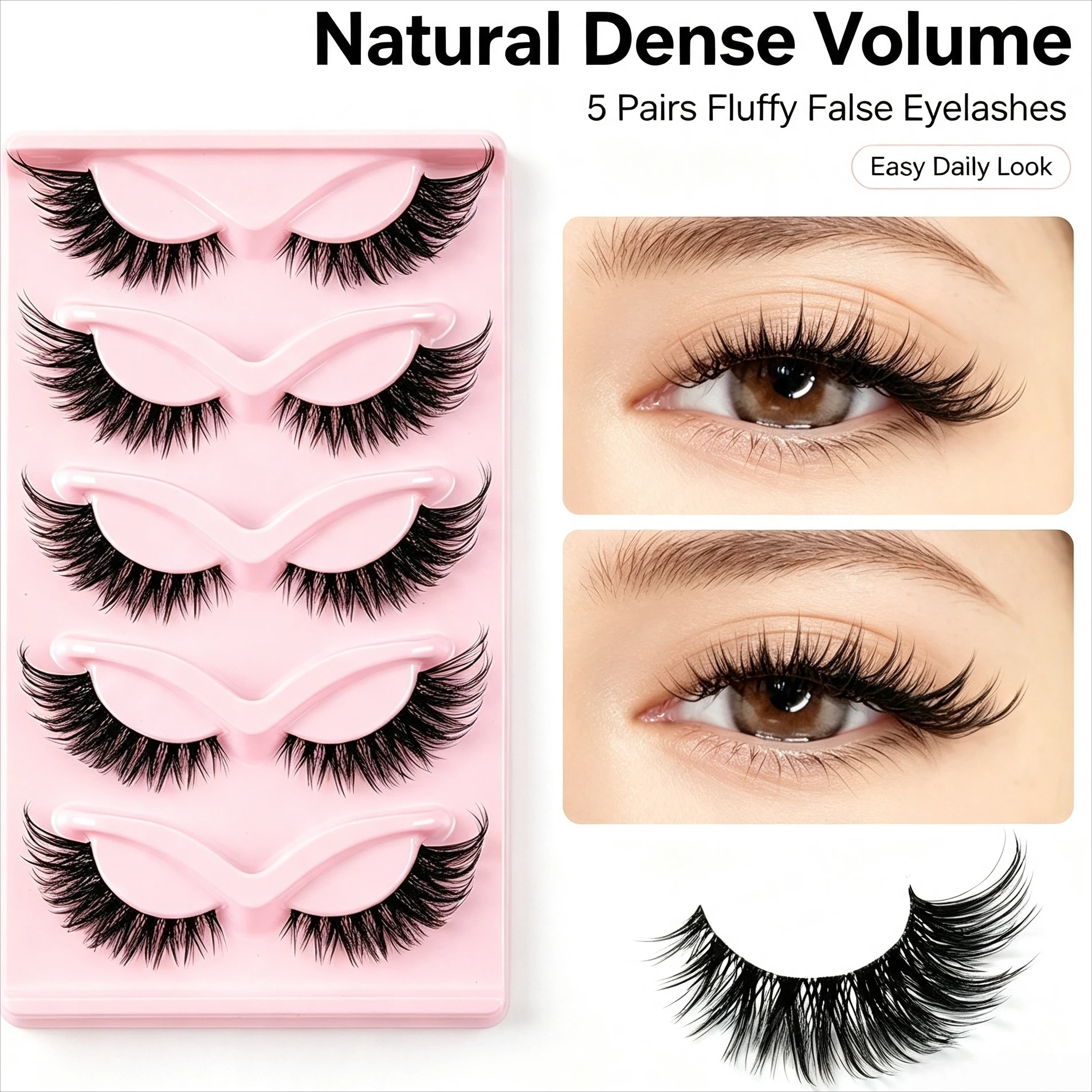 5 Pairs Cat Eye False Eyelashes Faux Mink Natural Long Manga Lashes Winged Elongated Outer Corner Fake Eyelash For Daily Makeup