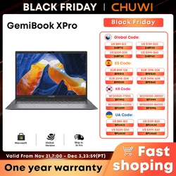 CHUWI GemiBook XPro แล็ปท็อป Intel N100, 14.1 ''Windows 11 คอมพิวเตอร์แล็ปท็อป 8GB RAM 256GB SSD,Intel Alder Lake N100 (สูงสุด 3.4GHz)