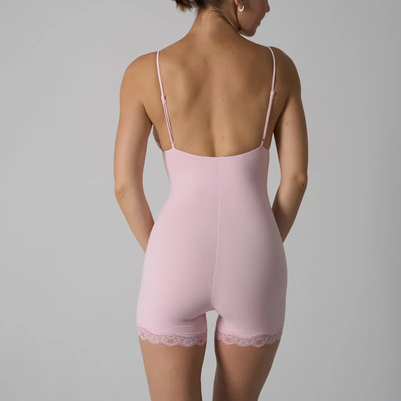 Body de una pieza triangular de encaje para mujer, ropa moldeadora de sensación desnuda, mono con tirantes finos, mono de ajuste cómodo, ropa de descanso