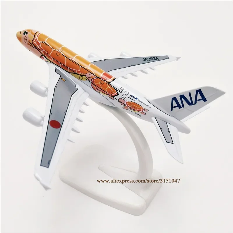 Orange 16cm Air Japan ANA Cartoon Sea Turtle Airbus A380 Airways Airlines Metal Alloy Airplane Model Plane Diecast Aircraft