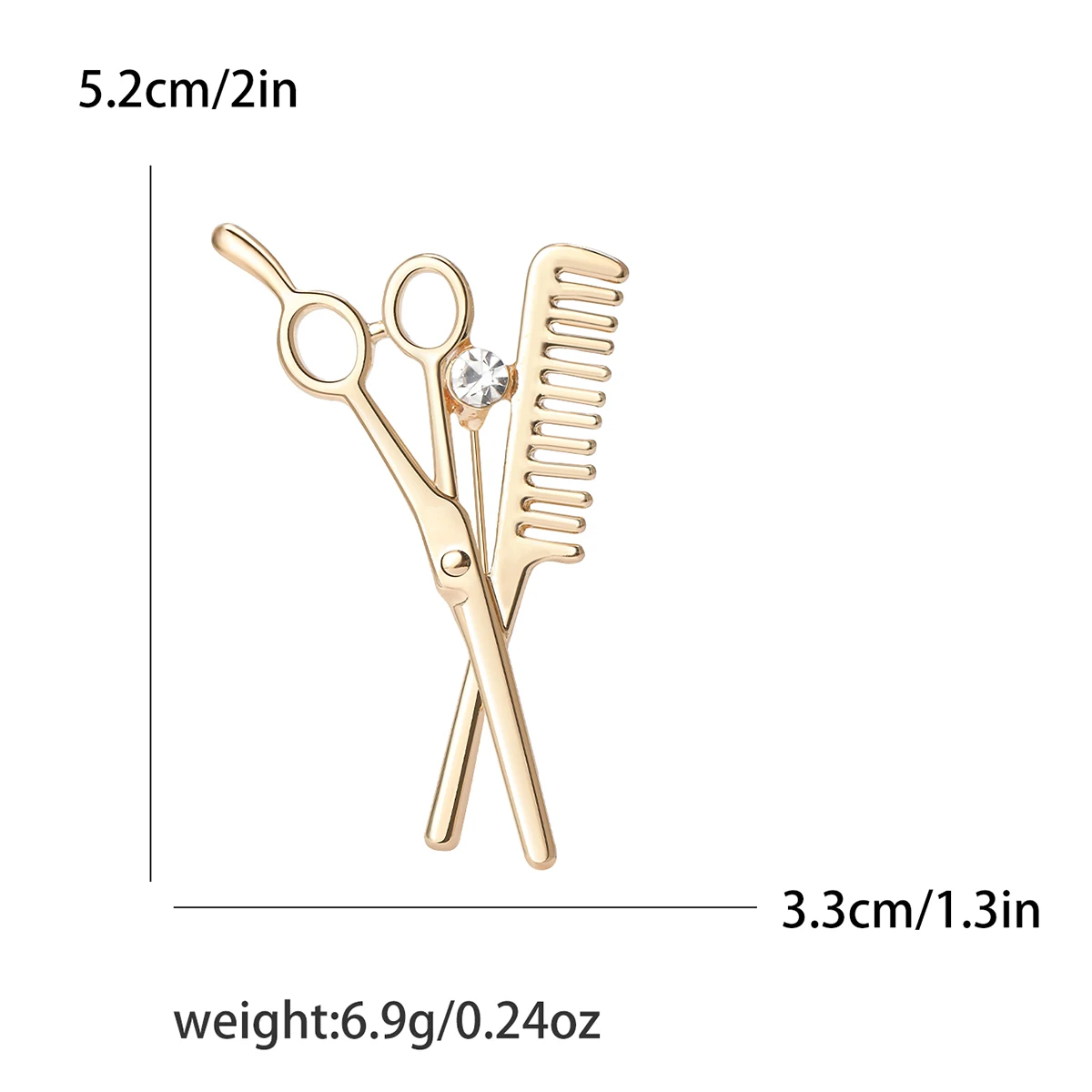 Enamel Scissor Comb Brooches for Women Unisex Rhinestone Tool Pins Event Party Backpack Decoration Clothes Accessories