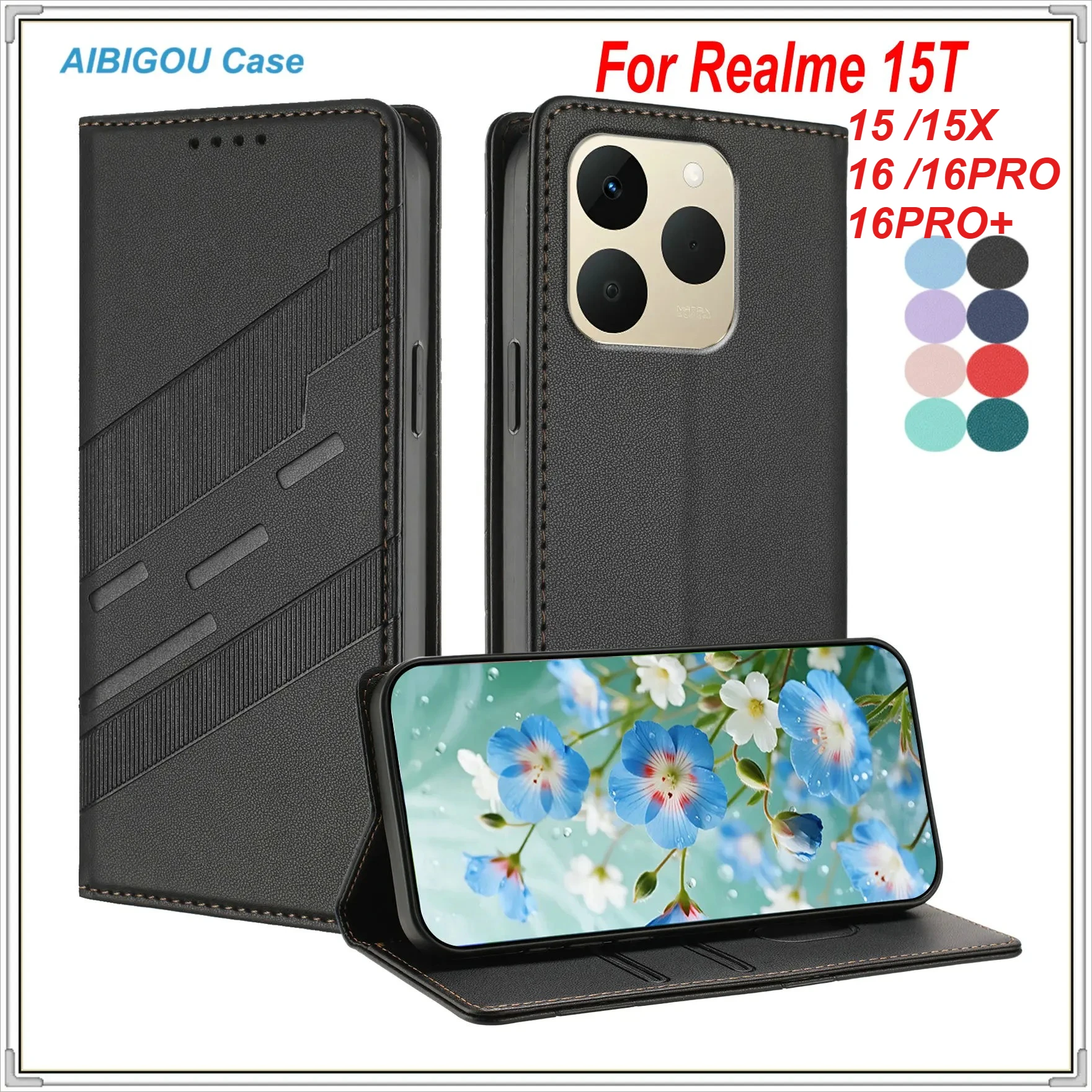 

For Realme 15T Realme15 T 15 16 Luxury Leather Case Retro Skin Wallet Book Flip Magnet Auto Closed 360 Cover Realme 16 PRO+ Bags