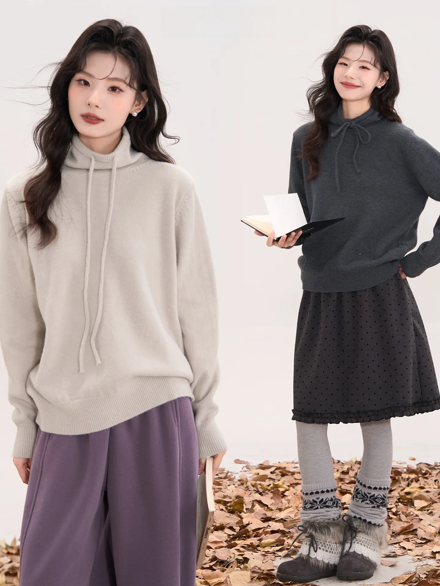 

Женский вязаный свитер с высоким воротом и длинными рукавами, теплый, повседневный, однотонный, нейлоновый, осенне-зимний модный топ