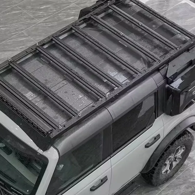 

Багажник на крышу из алюминиевого сплава для Ford Bronco 2021+ (4-дверный), с креплениями на рейлинги и стальными поперечинами