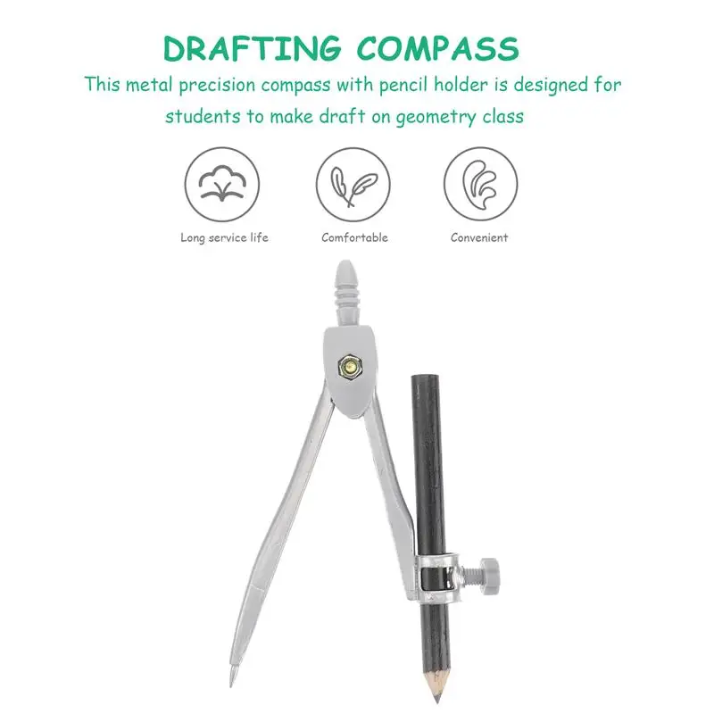 Compass Geometry With Geometry For Drafting Drawing Tool Math Set Metal Tool Woodworking Professional Kids Compas Student